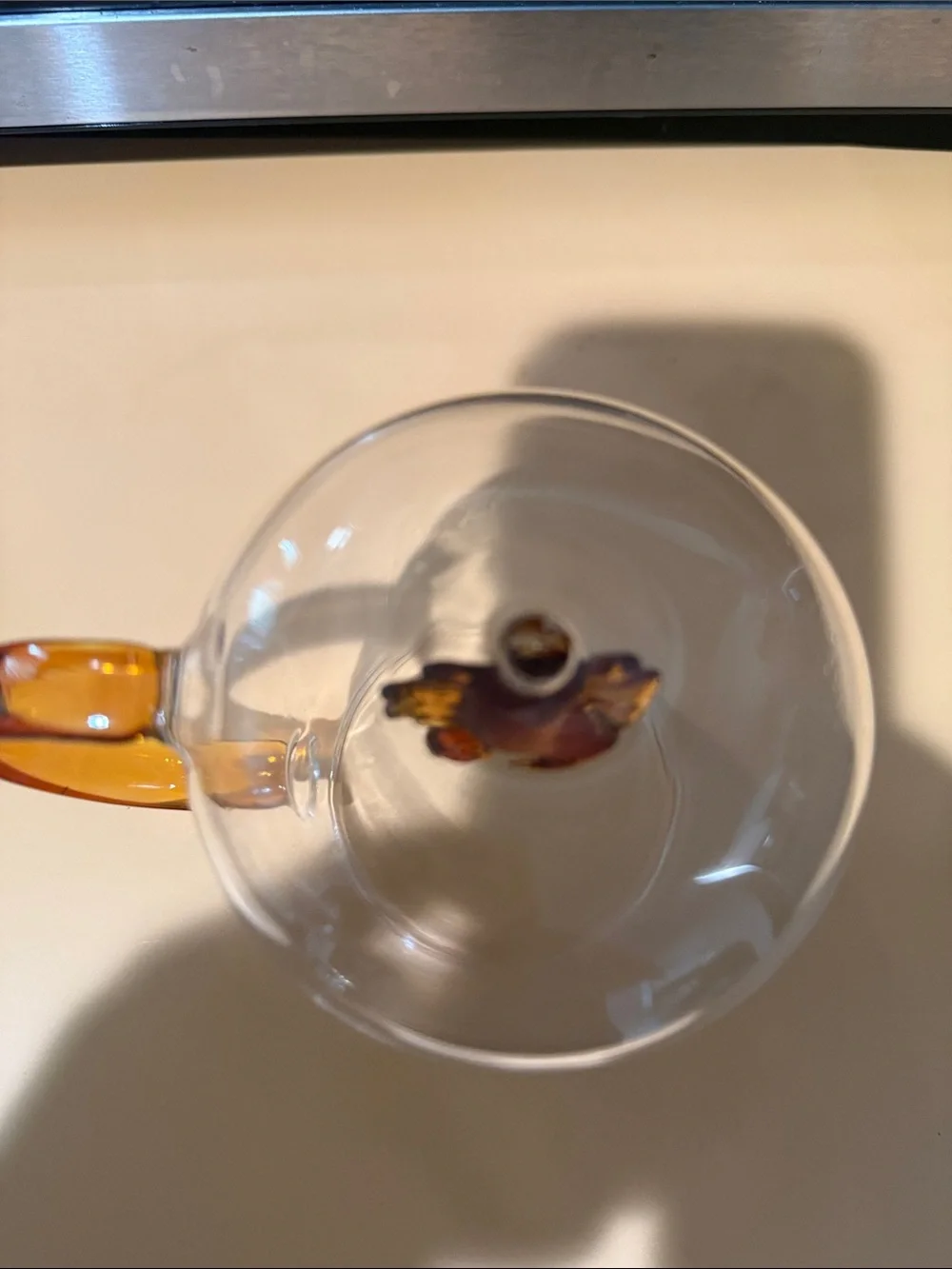 Amber Crab Glass Mug – Clear Glass with Amber Accent